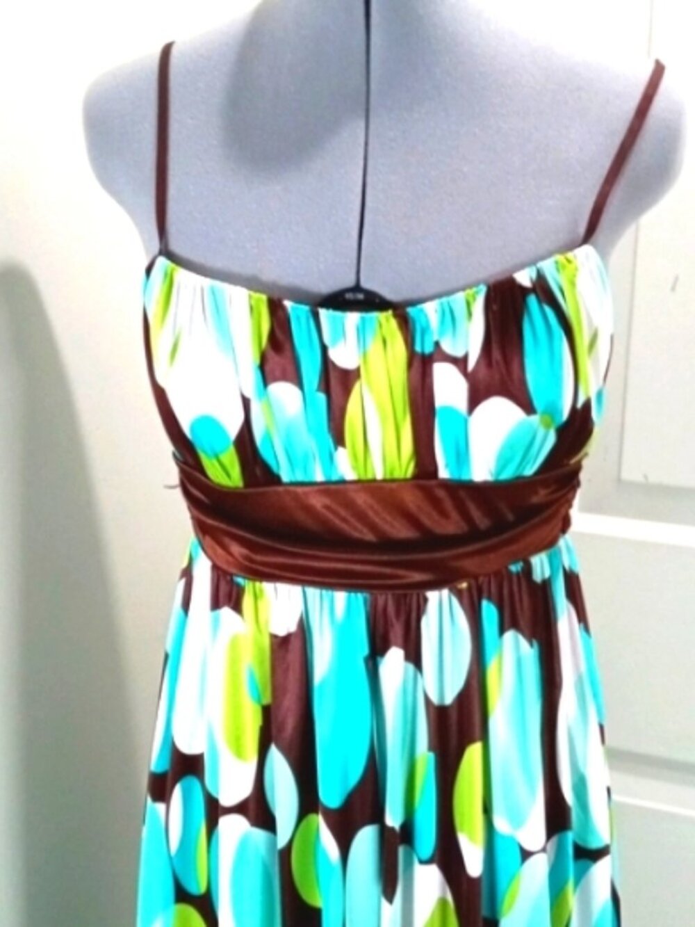 Ruby Rux spegetti strap/green/brown/teal party dress,Sz Med